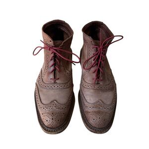 Allen‎ Edmonds Boots Cronmok Leather Oxford Wingtip Lace Up Brown 7.5
